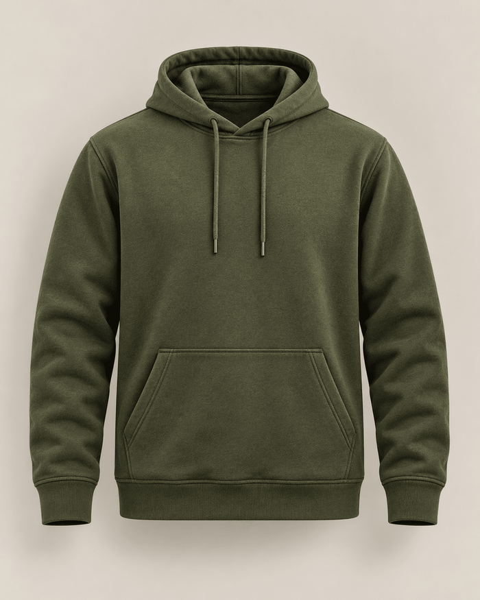 Olive fleece hoodie from Teestra's winter collection