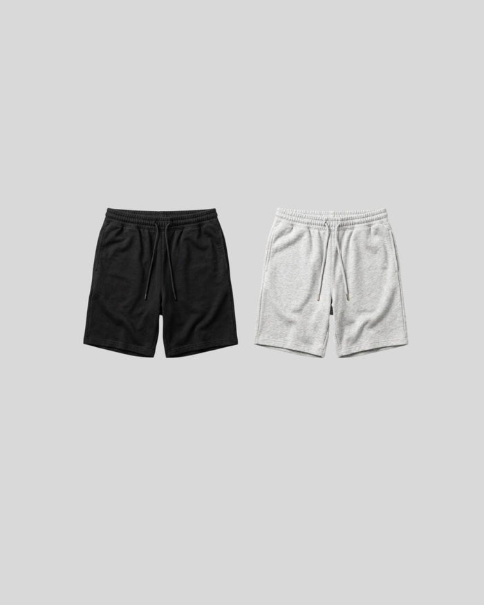 Pack of 2 Black & Grey Cotton Shorts - Teestra