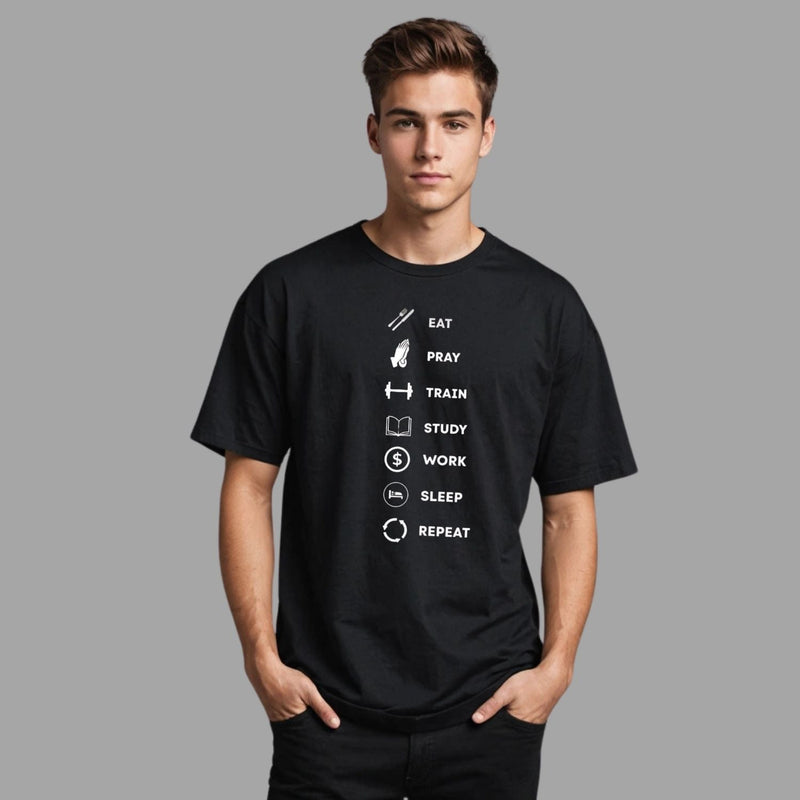 ROUND NECK | BLACK | ROUTINE - Teestra