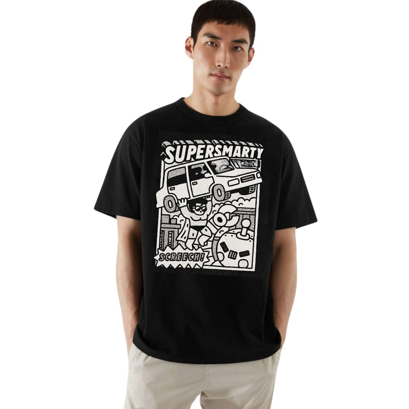 ROUND NECK | BLACK | SUPER SMARTY - Teestra