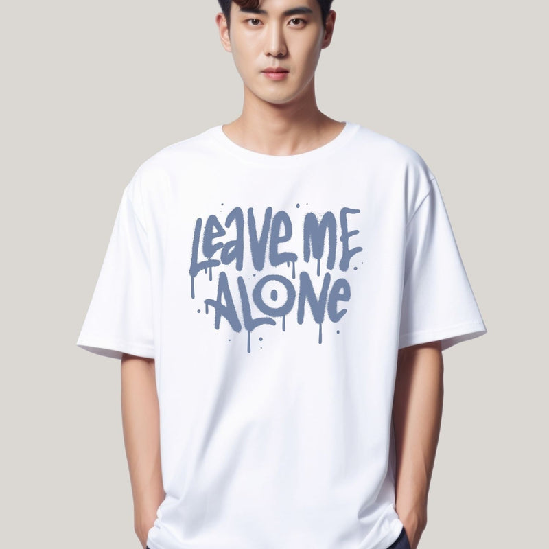ROUND NECK | WHITE | LEAVE ME ALONE - Teestra