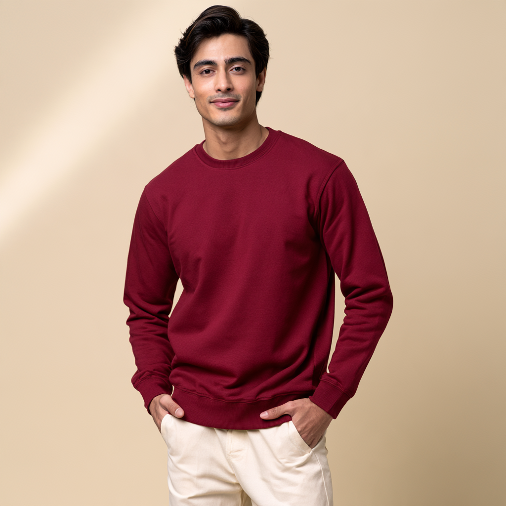 Men's Heavyweight Fleece Sweatshirt - 300 GSM Pure Cotton