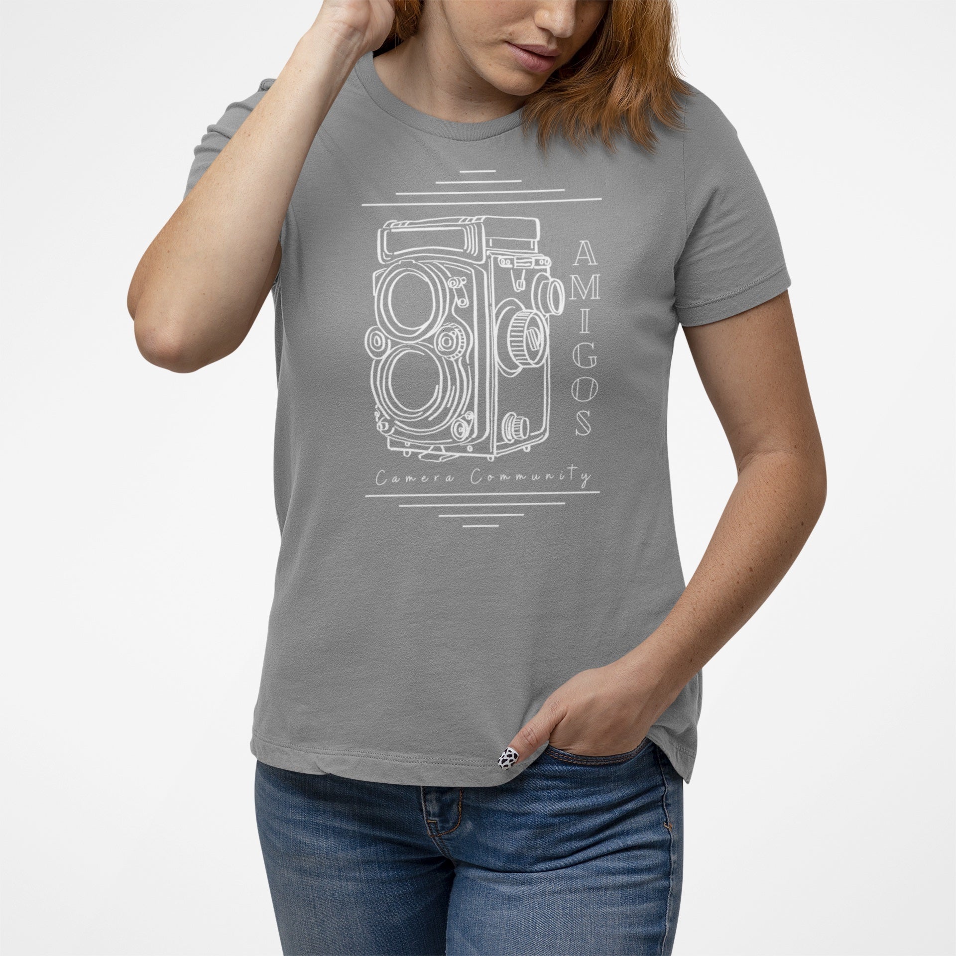AMIGOS CAMERA COMMUNITY PRINTED TSHIRT - GREY - Teestra
