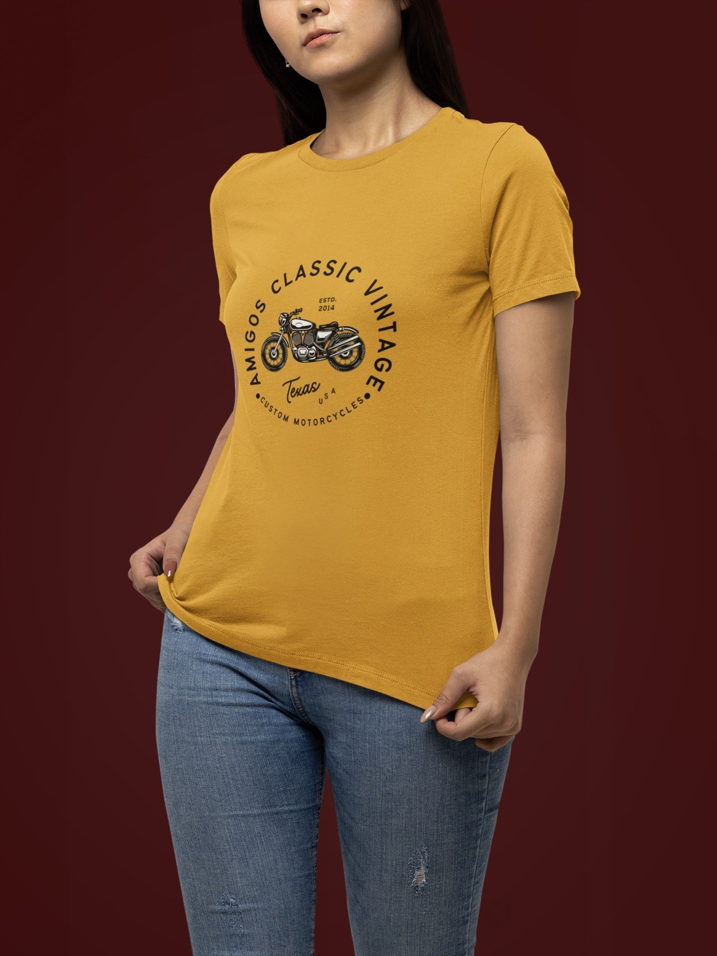 AMIGOS CLASSIC VINTAGE PRINTED TSHIRT - MUSTARD - Teestra