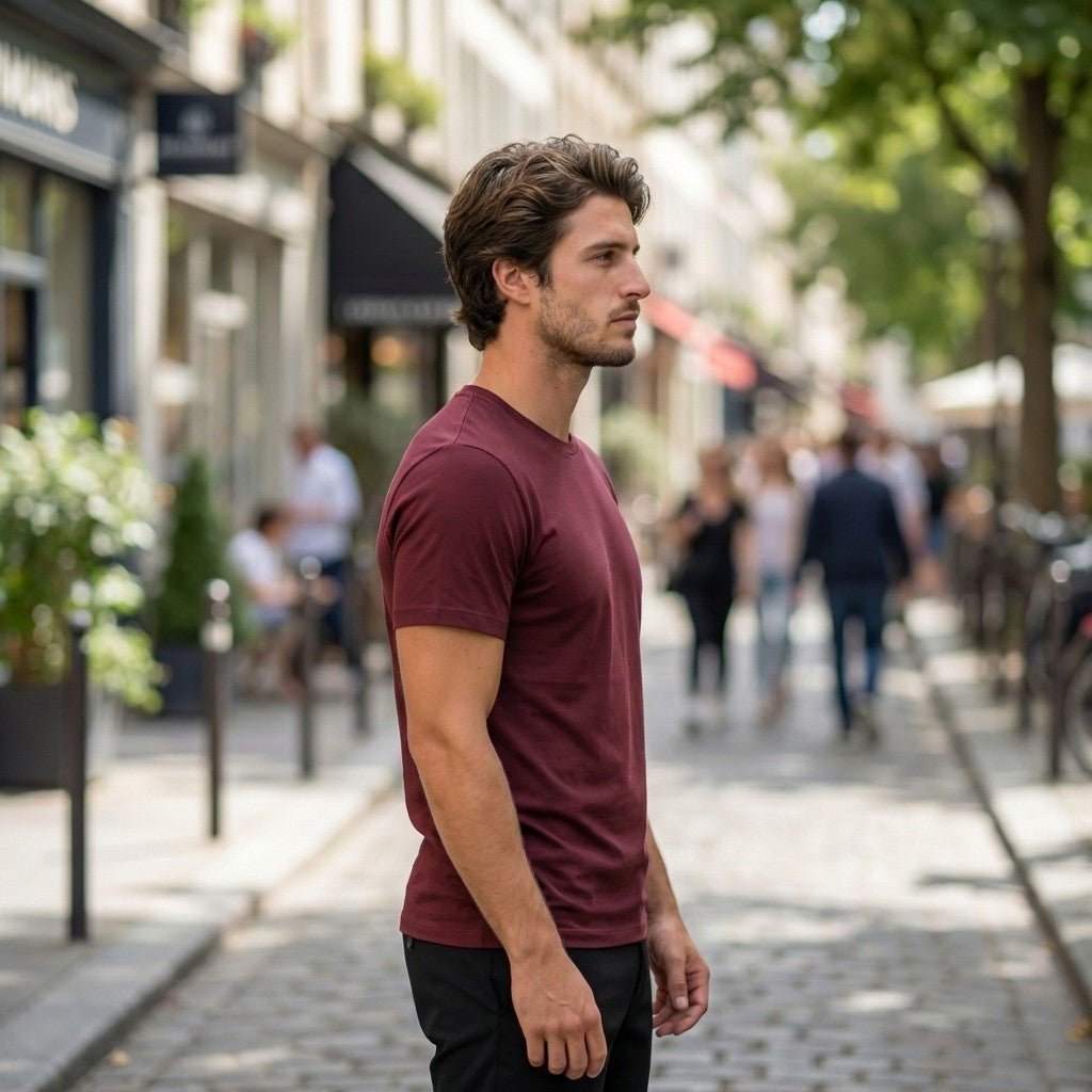 Bamboo Cotton Tee — Merlot - Teestra
