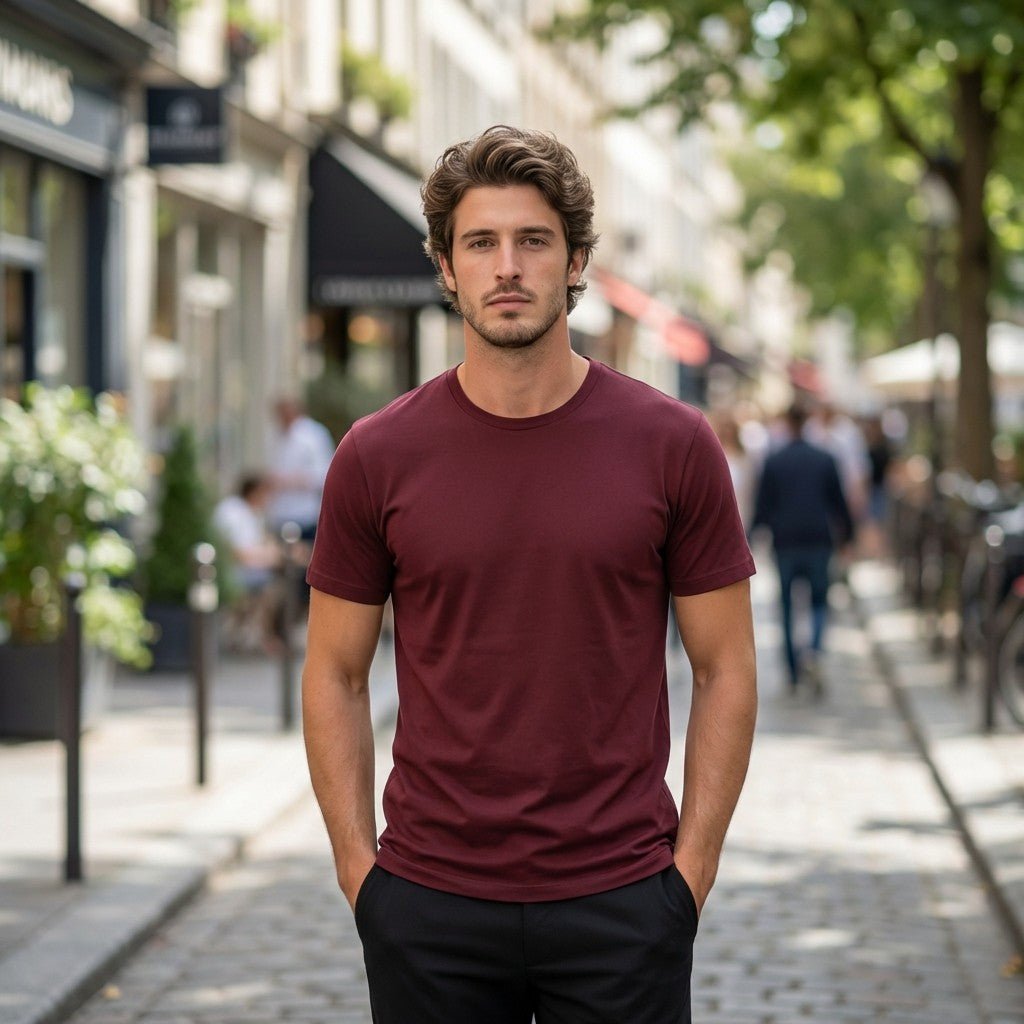 Bamboo Cotton Tee — Merlot - Teestra