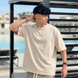 Heavy Gauge Oversized Beige Solid T-Shirt | 240 GSM Thick Cotton