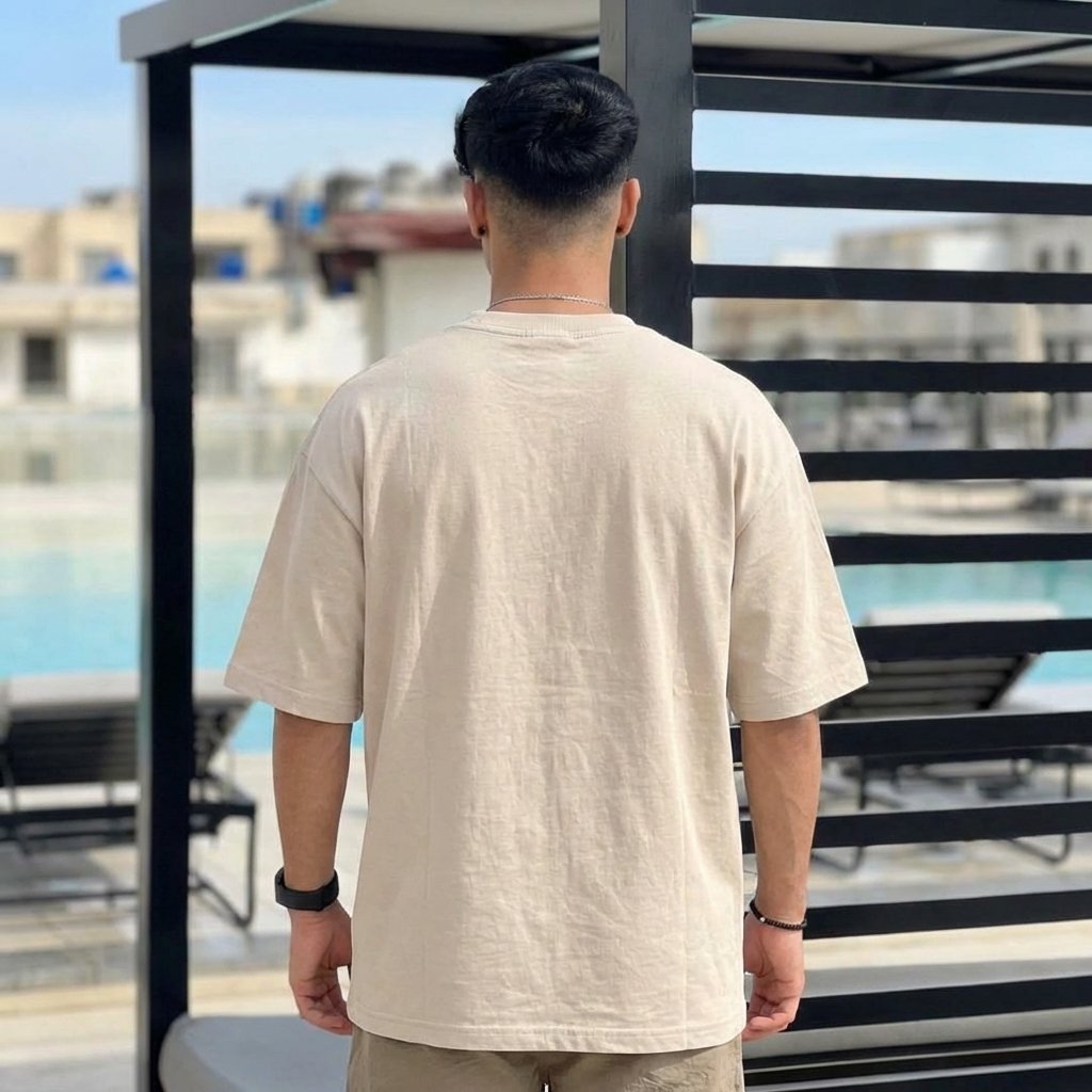Heavy Gauge Oversized Beige Solid T-Shirt | 240 GSM Thick Cotton