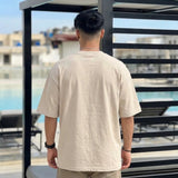 Heavy Gauge Oversized Beige Solid T-Shirt | 240 GSM Thick Cotton