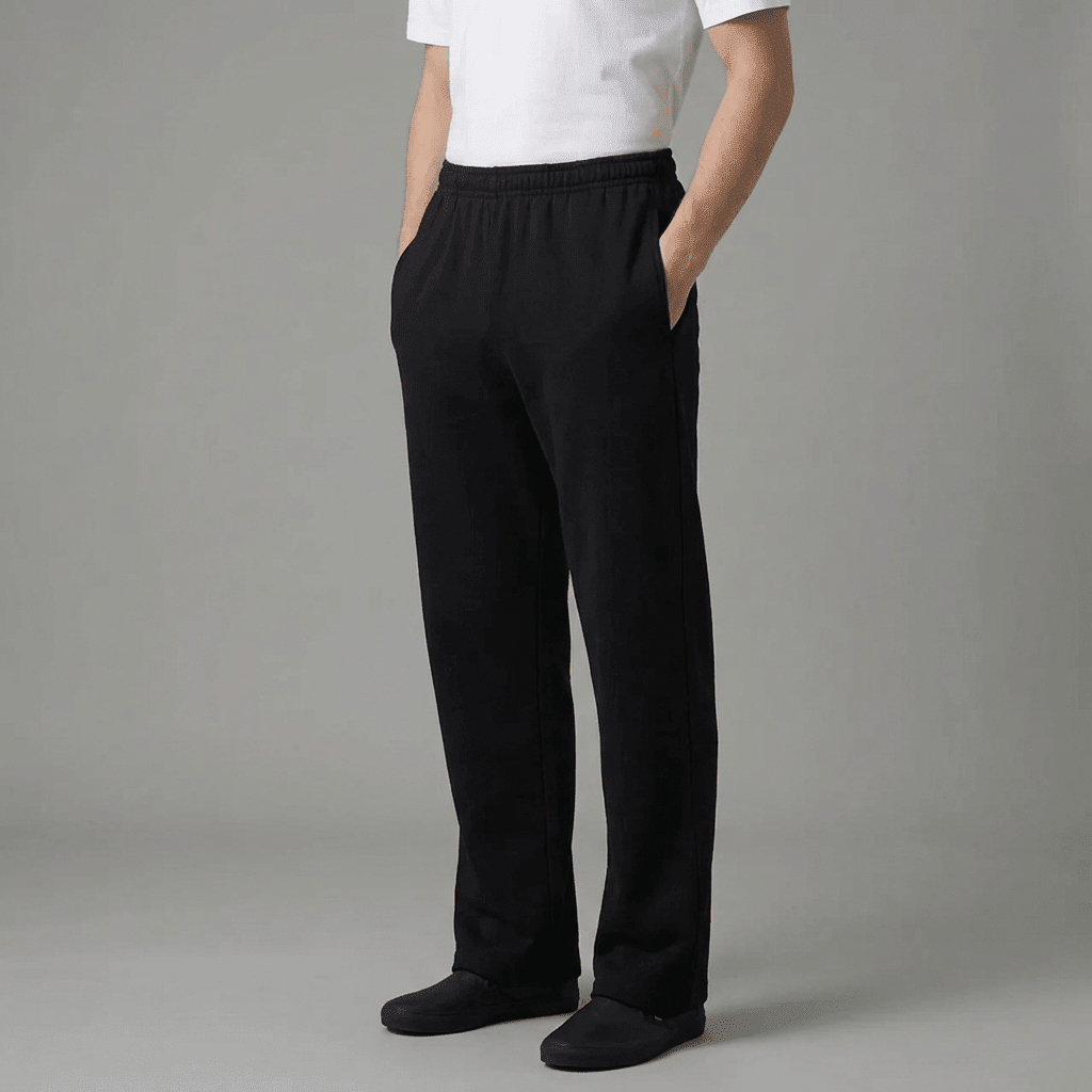 Unisex Black Cotton Parallel Pants