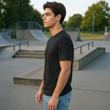 Black Plain Round Neck Tshirt - Teestra