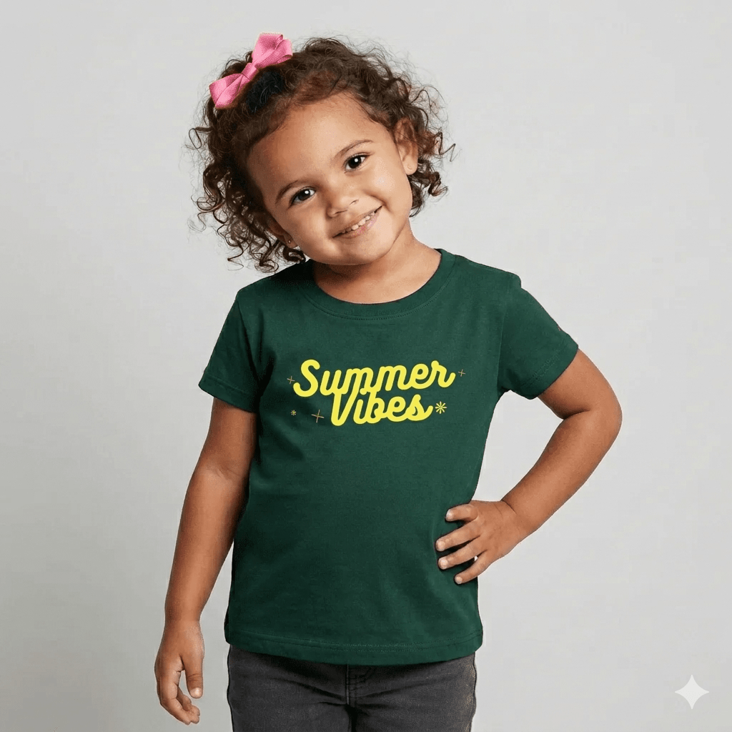 Green Cotton T-Shirt for Girls - Soft & Trendy Tees for Kids - Teestra