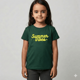 Green Cotton T-Shirt for Girls - Soft & Trendy Tees for Kids - Teestra