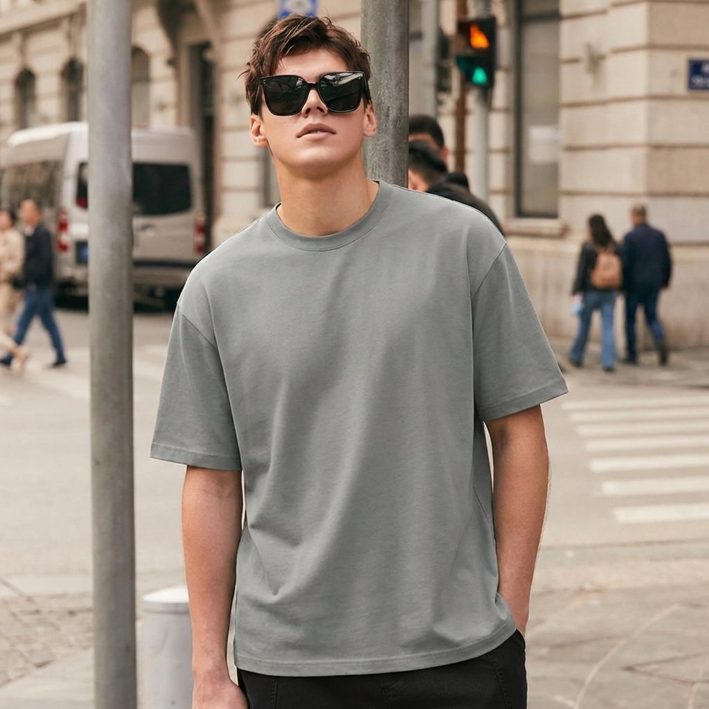 Heavy Gauge Oversized Grey Solid T-Shirt | 240 GSM Thick Cotton