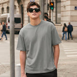 Heavy Gauge Oversized Grey Solid T-Shirt | 240 GSM Thick Cotton