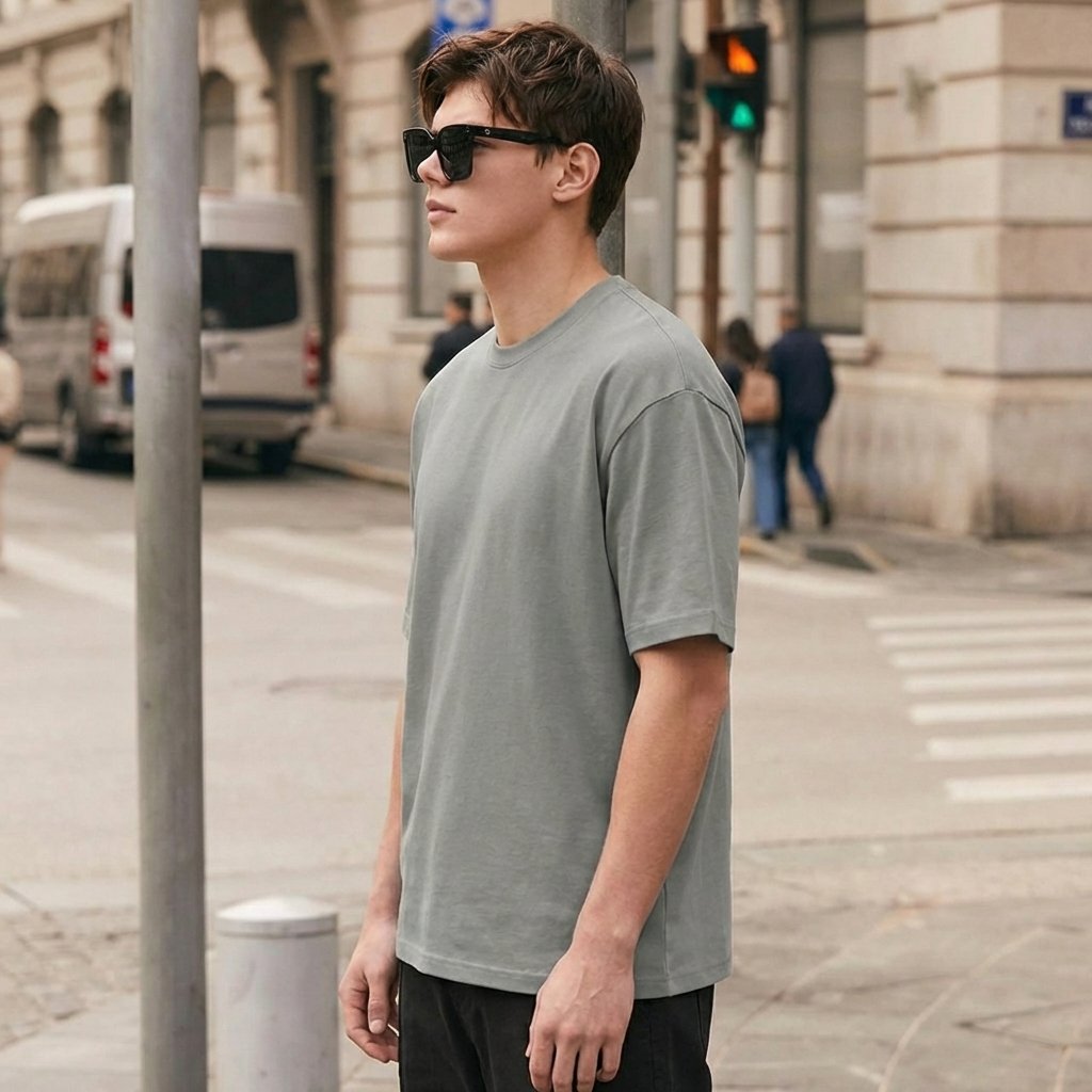 Heavy Gauge Oversized Grey Solid T-Shirt | 240 GSM Thick Cotton