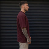 Heavy Gauge Oversized Burgundy Solid T-Shirt | 240 GSM Thick Cotton - Teestra