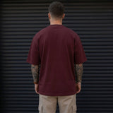 Heavy Gauge Oversized Burgundy Solid T-Shirt | 240 GSM Thick Cotton - Teestra