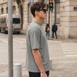 Heavy Gauge Oversized Grey Solid T-Shirt | 240 GSM Thick Cotton - Teestra