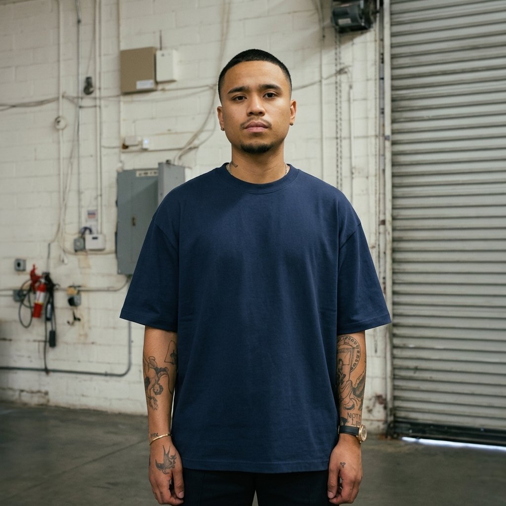 Heavy Gauge Oversized Navy Solid T-Shirt | 240 GSM Thick Cotton - Teestra