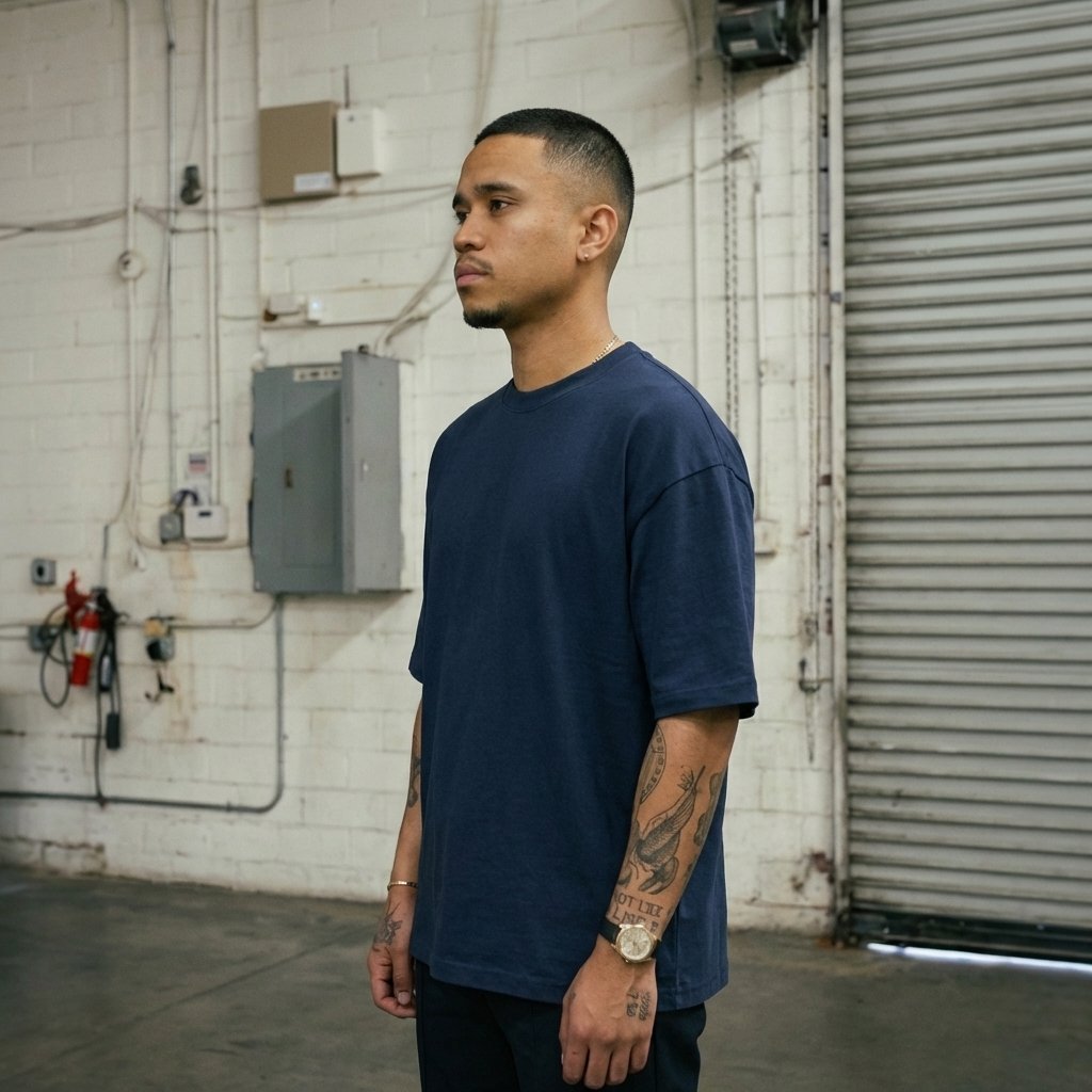 Heavy Gauge Oversized Navy Solid T-Shirt | 240 GSM Thick Cotton - Teestra