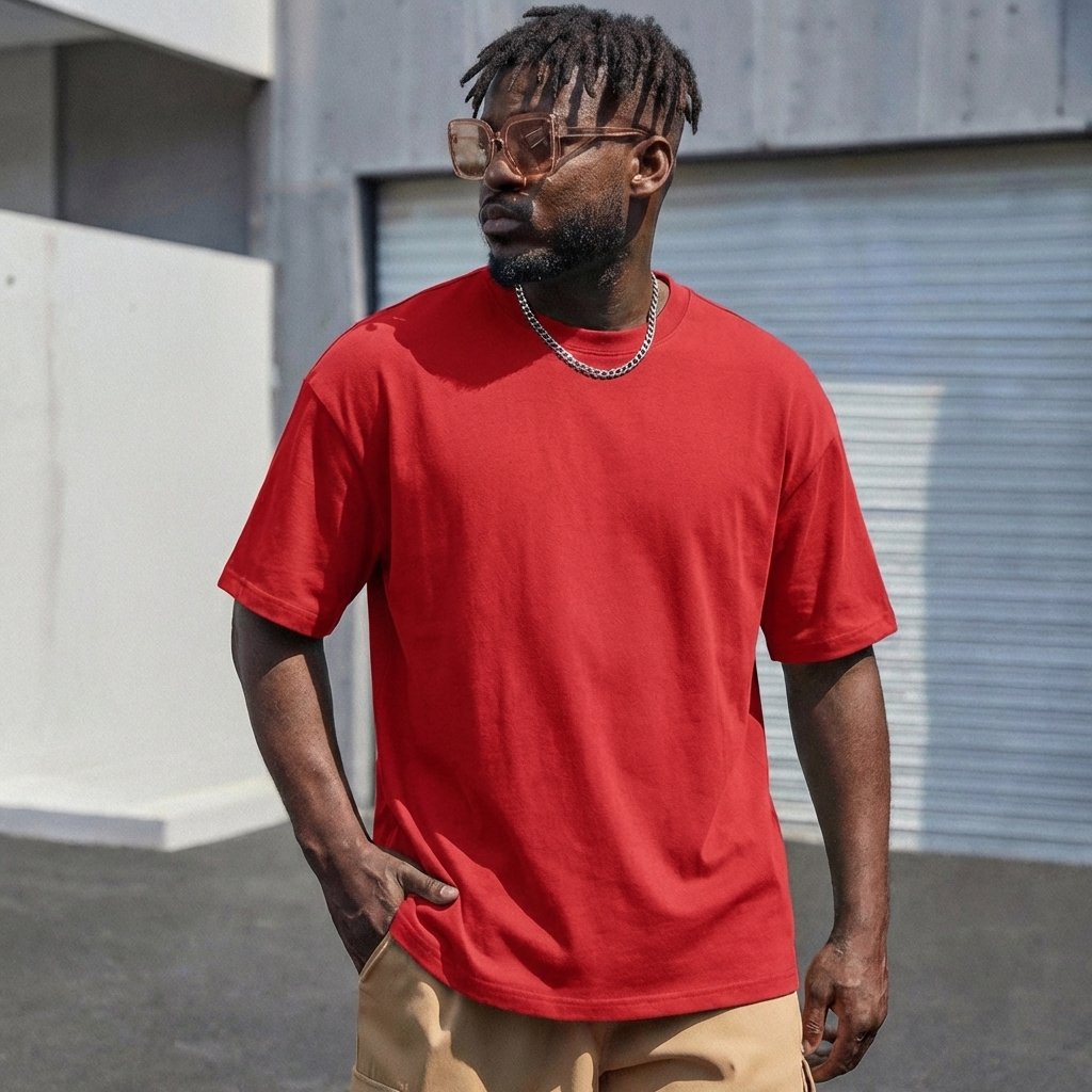Heavy Gauge Oversized Red Solid T-Shirt | 240 GSM Thick Cotton - Teestra