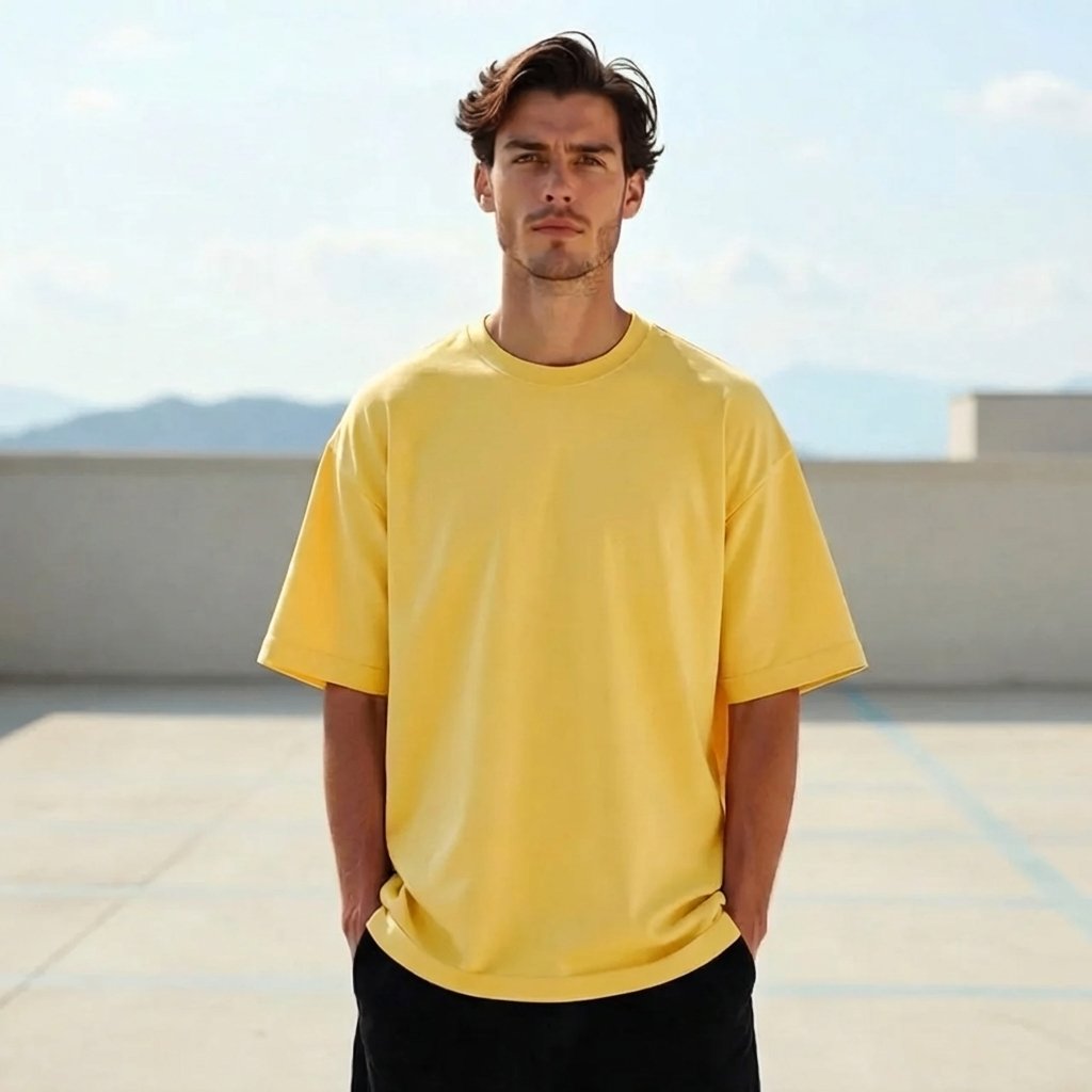 Heavy Gauge Oversized Yellow Solid T-Shirt | 240 GSM Thick Cotton - Teestra