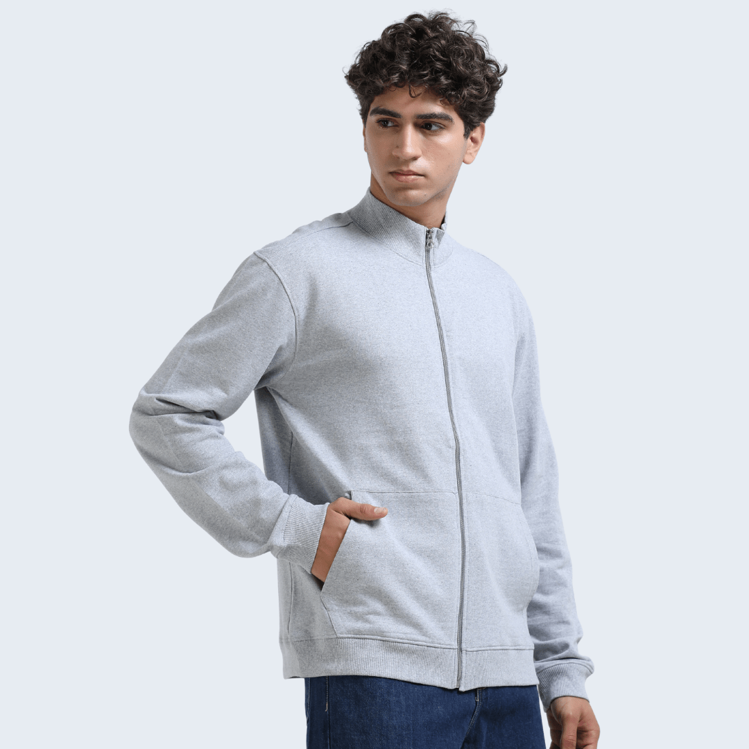 Grey High Neck Jacket - Teestra