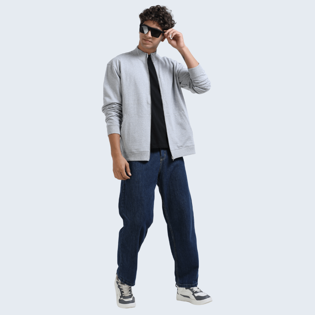 Grey High Neck Jacket - Teestra