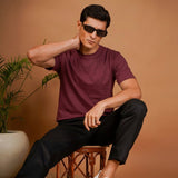 Maroon Plain Round Neck Tshirt - Teestra