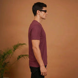 Maroon Plain Round Neck Tshirt - Teestra