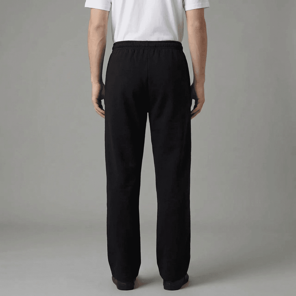 Men’s Cotton Parallel Pants | Breathable Casual Straight Fit Knits for Everyday Comfort | Black - Teestra