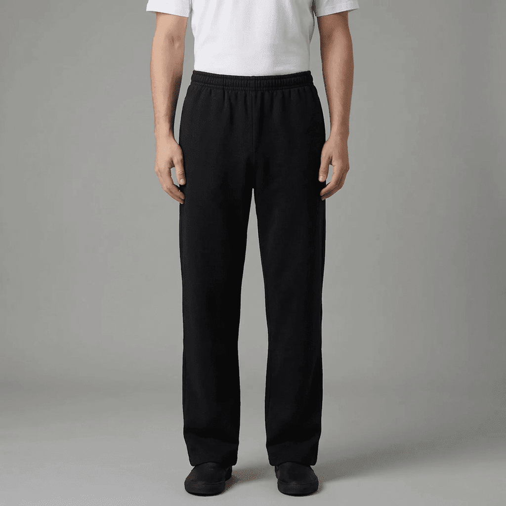 Men’s Cotton Parallel Pants | Breathable Casual Straight Fit Knits for Everyday Comfort | Black - Teestra
