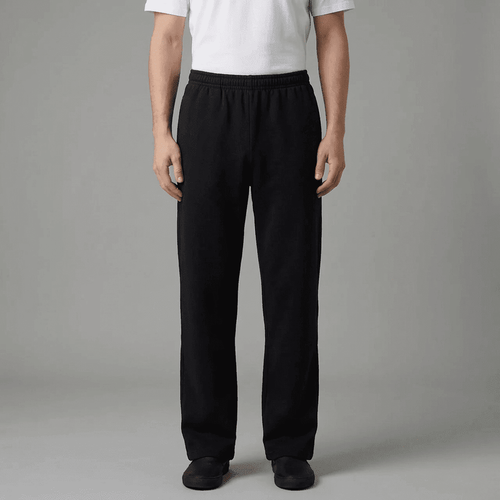 Unisex Black Cotton Parallel Pants