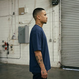 Heavy Gauge Oversized Navy Solid T-Shirt | 240 GSM Thick Cotton
