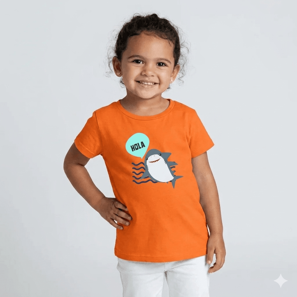 Orange Cotton T-Shirt for Girls - Soft & Trendy Tees for Kids - Teestra