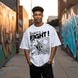 Oversized Tee | 180G | Men | Fight | White - Teestra
