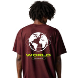 OVERSIZED TSHIRT | MEN | MAROON | WORLD PRINT - Teestra