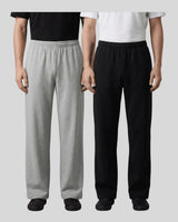 Pack of 2 Black & Grey Cotton Parallel Pants - Teestra