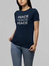 PEACE PRINTED TSHIRT - NAVY - Teestra