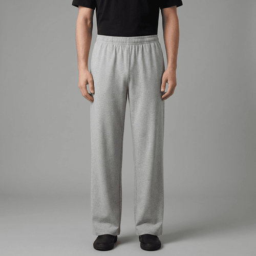 Unisex Grey Cotton Parallel Pants