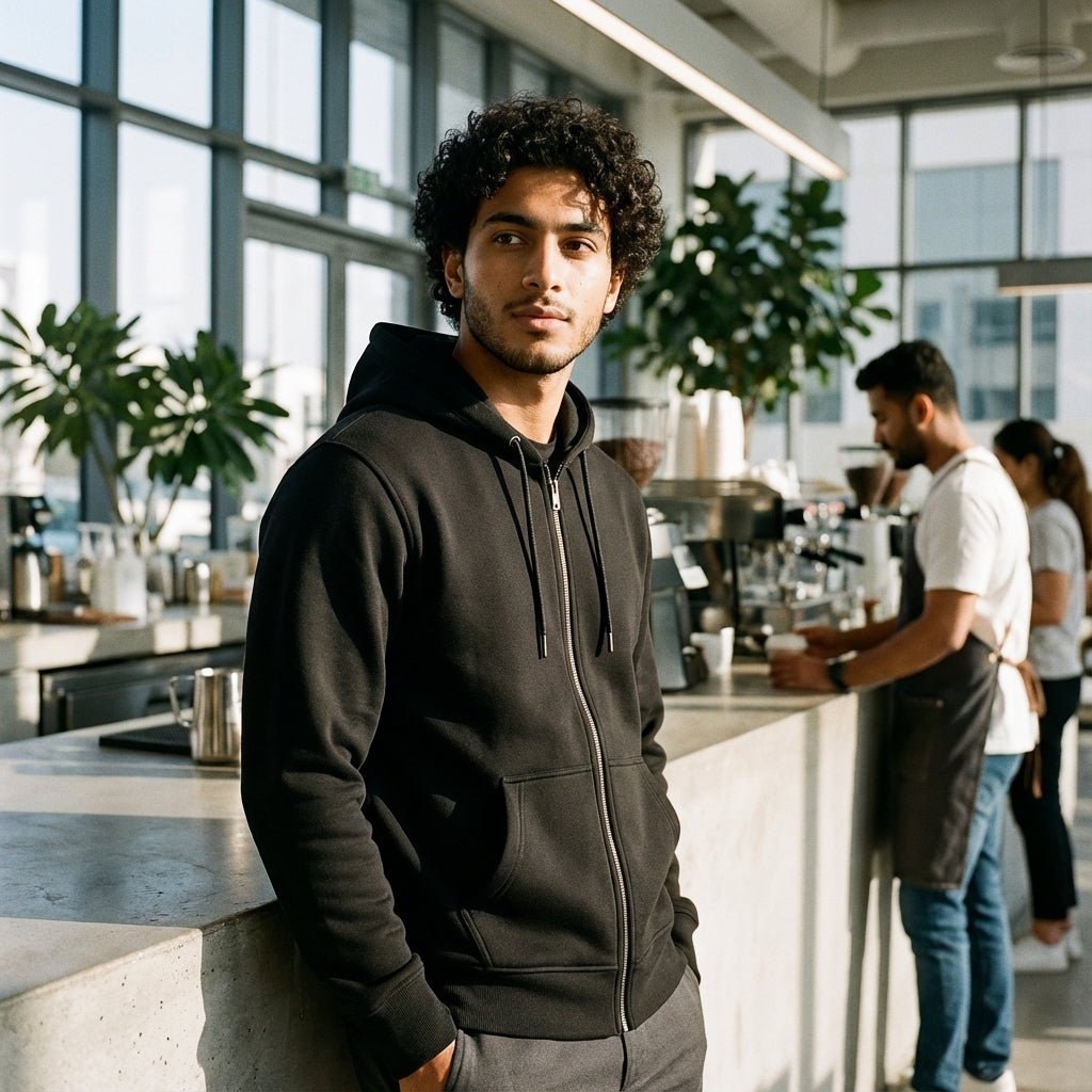 Zippered Hoodie | Black - Teestra