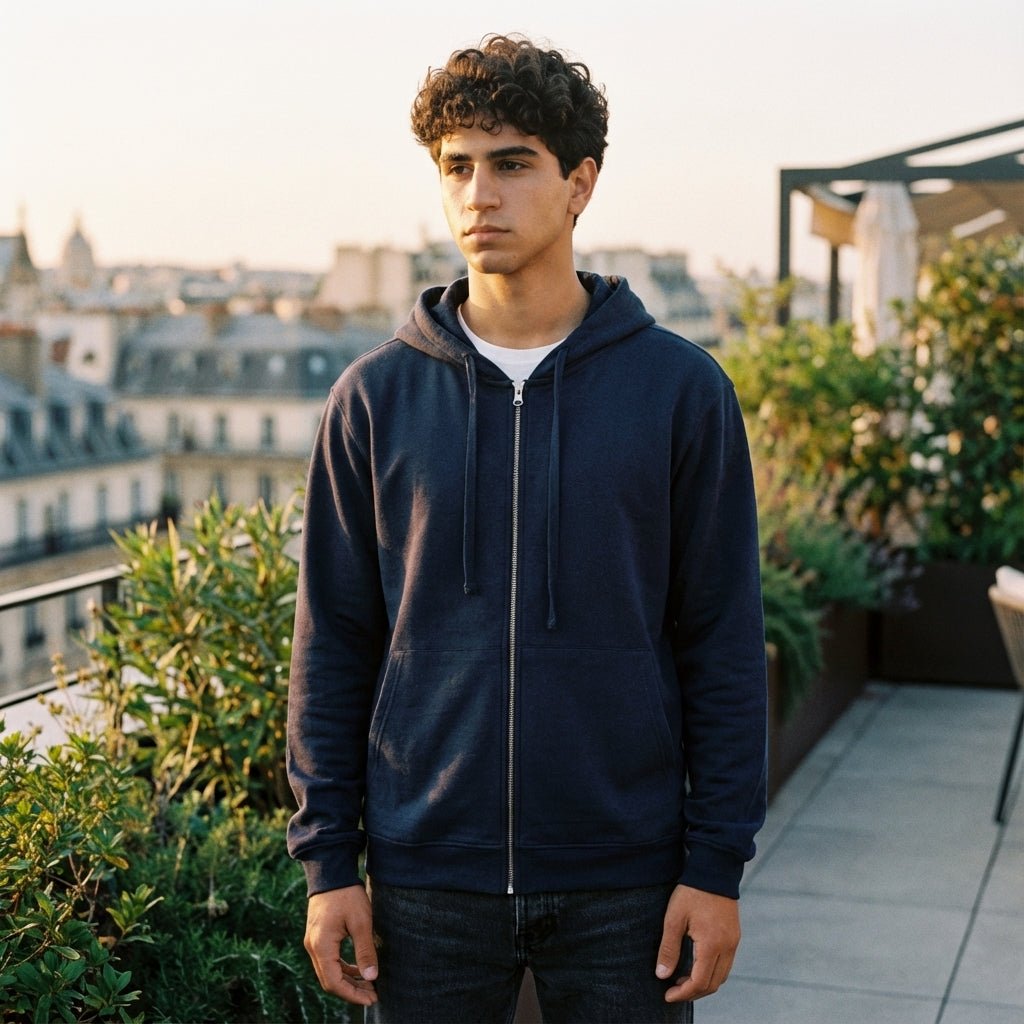 Zippered Hoodie | Navy - Teestra