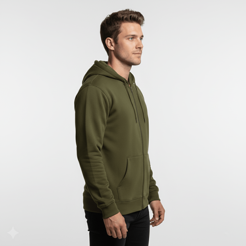 Zippered Hoodie | Olive - Teestra