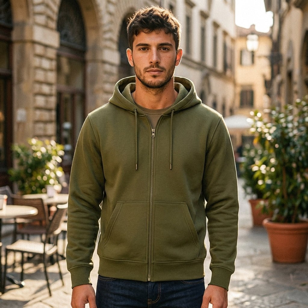 Zippered Hoodie | Olive - Teestra