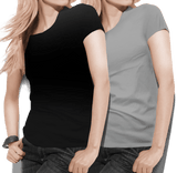 Women's round neck Black/Grey Value Pack - Teestra