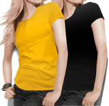 Women's round neck Mustard/Black Value pack - Teestra