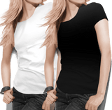 Women's round neck White/Black Value pack - Teestra