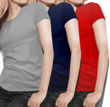 Women's round neck Grey/Navy/Red Value pack - Teestra