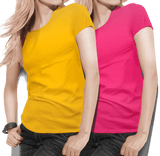 Women's round neck Mustard/Pink Value pack - Teestra